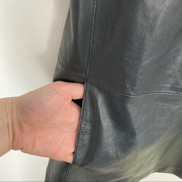 VINCE Lamb Leather Tunic Shift Dress - Picture 8 of 14